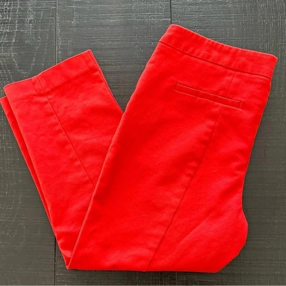 Adrienne Vittadini Womens Sz 10 Orange Cropped Pants Flat Front Tapered Leg - Picture 1 of 6